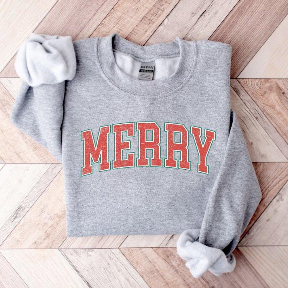 Christmas Sweatshirt, Merry Christmas Sweatshirt - Picture 1 of 4
